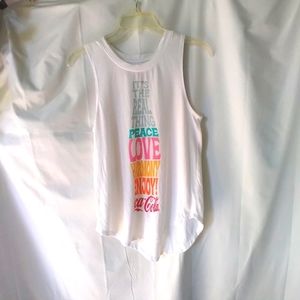 Coke Cola Tank Top Womens Size S White Multi Colored Graphic